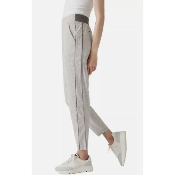 Athleta Brooklyn Ankle Pants Side Stripe Zipper Pocket Gray & White-sz 4P - Picture 1 of 10
